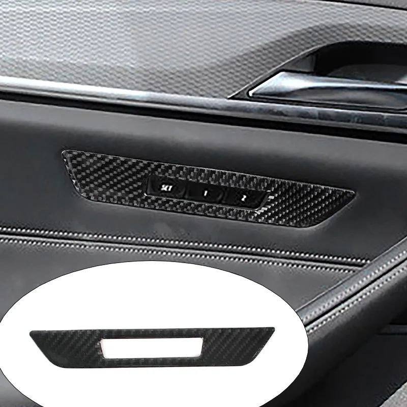 اكسسوارات السيارات مقعد الباب قفل الذاكرة التحكم لوح أزرار غطاء إطاري الكسوة ألياف الكربون ملصق لسيارات BMW 5 Series G30 2018-2022