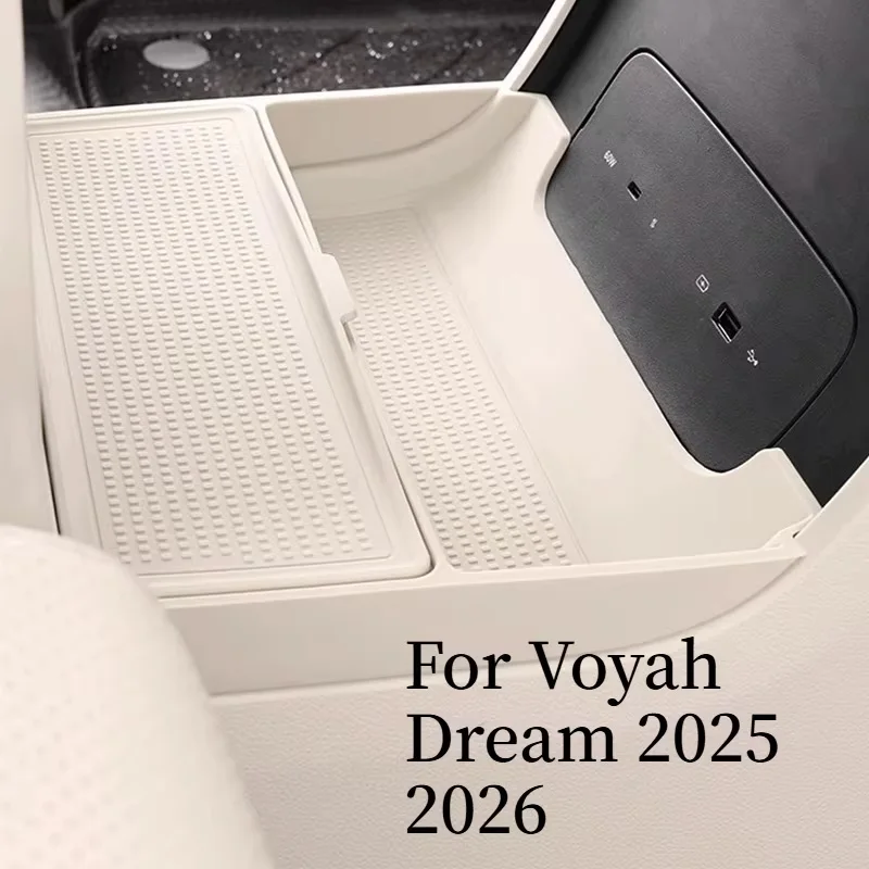For Voyah Dream 2025 2026 Center Console Lower Storage Box Double Layer Storage Tray Car Interior Organizer Accessories