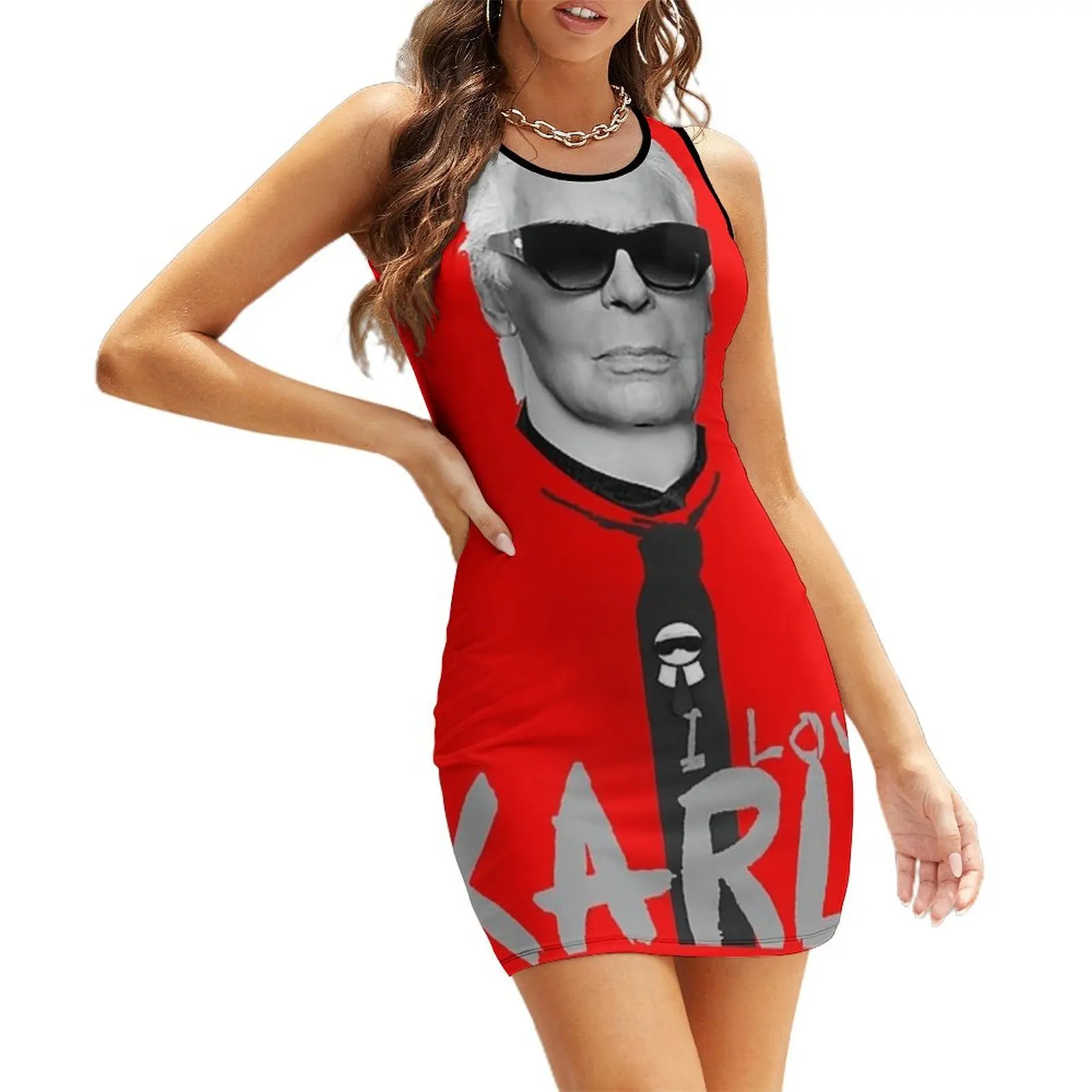 

i love Karl Sleeveless Sundress evening dresses women Clothing female clothing women summer 2025 dress summer 2025 women