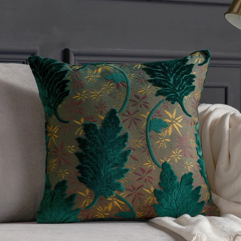 Luxury Leaf Cushion Cover 45x45cm High-class Thick Pillow Cover Decorative Pillowcase for Sofa Livingroom Home Decor