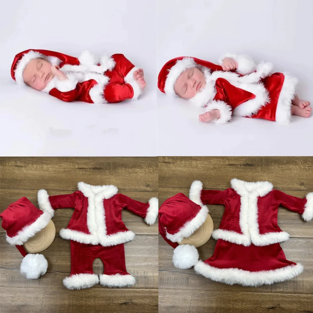 

❤️ Рождественская одежда для фотосъемки новорожденных, шапка + топ + брюки, 3 шт./компл., реквизит для детской фотосессии, аксессуары, одежда для студийной съемки, наряды