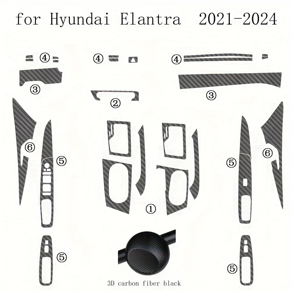 For HYUNDAI Elantra 2021-2024 Carbon Fiber Protector Film For Center Console Gear Shift Panel Auto Interior Accessories