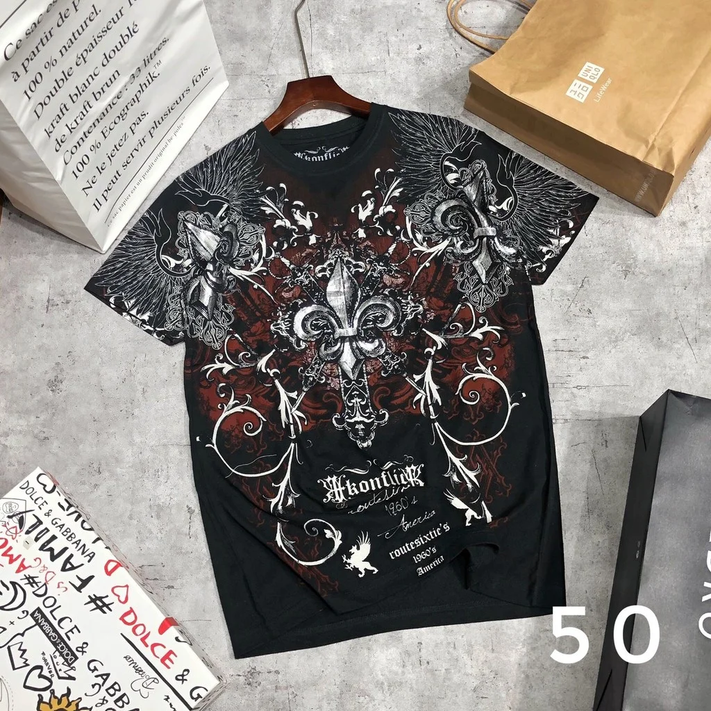 

Футболка большого размера Affliction Death's Head для мужчин и женщин, уличный хип-хоп, готический фитнес, топы с короткими рукавами в американском стиле ретро