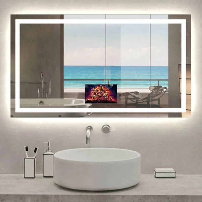

[Hot Sale] Hospitality/Hotel/Salon Customizedized Size 3D Modern Rectangle LED Lighted Waterproof Bathroom Smart Mirror