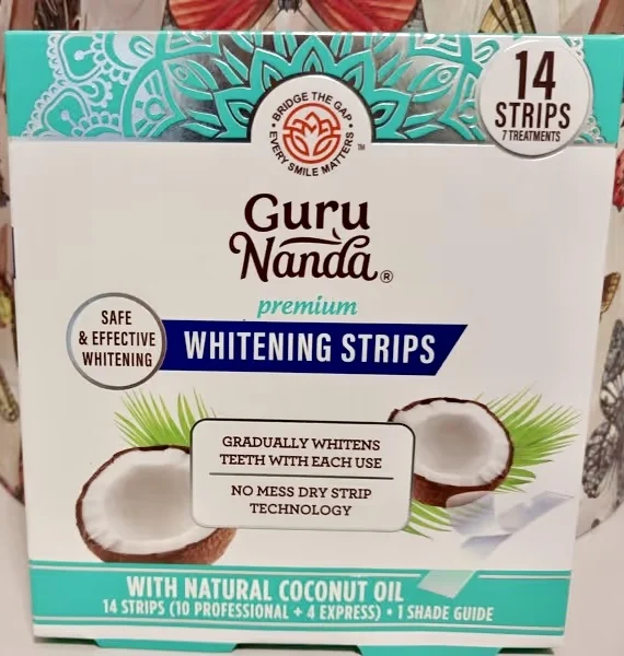 Safe Professional GuruNanda Premium Whitening Strips Express Healthy Teeth Coconut Mint Flavor Dental Care Whitening 14 Stickers