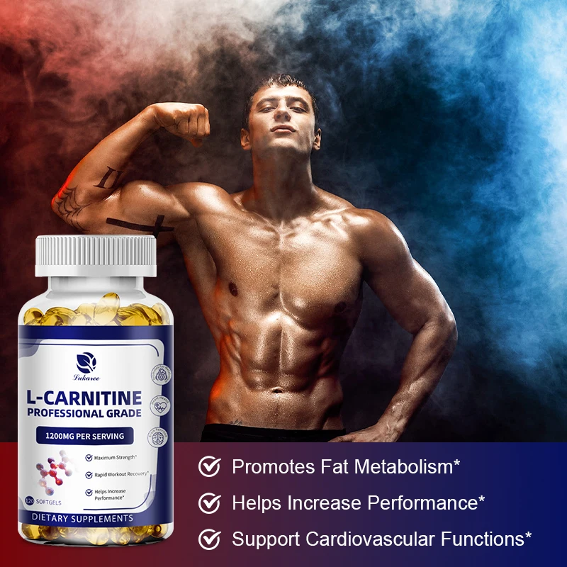 Lukaree L-Carnitine Capsules Men\'s Muscle Growth Supplement Fat Metabolism Power Performance