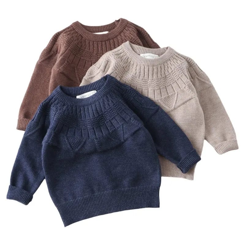 2026 Autumn Boys Clothes O Neck Knit Wear Brief Style Sweater for Girls Casual Kids Outfit