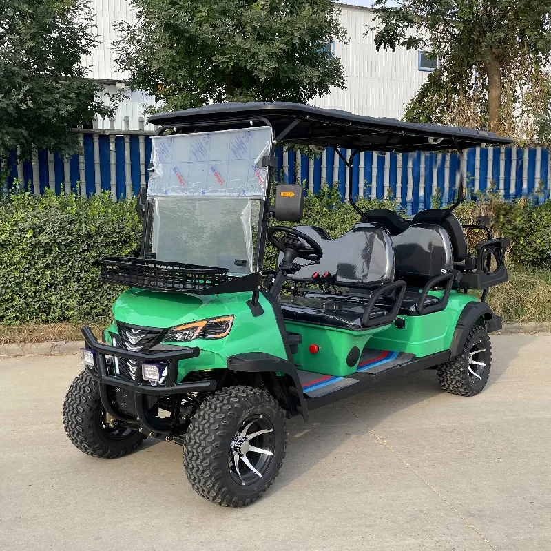 New MacPherson Suspension Folding 4 Seat Solar Panel Lead Acid Maintenance Free Battery Electric Golf Cart 48V 5kw 150ah