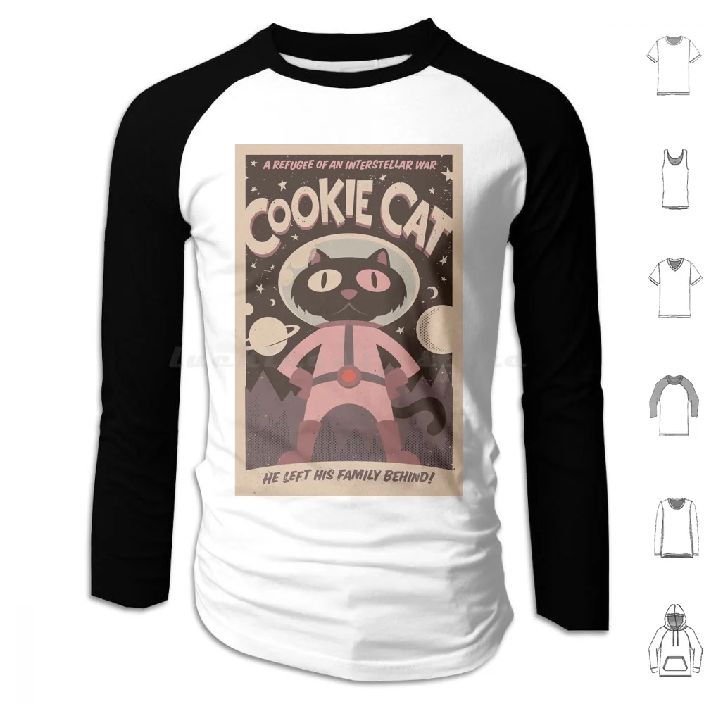 Cookie Cat Poster Hoodie cotton Long Sleeve Planet Galaxy Interstellar Classic Astronaut Funny Family Black Gedhank