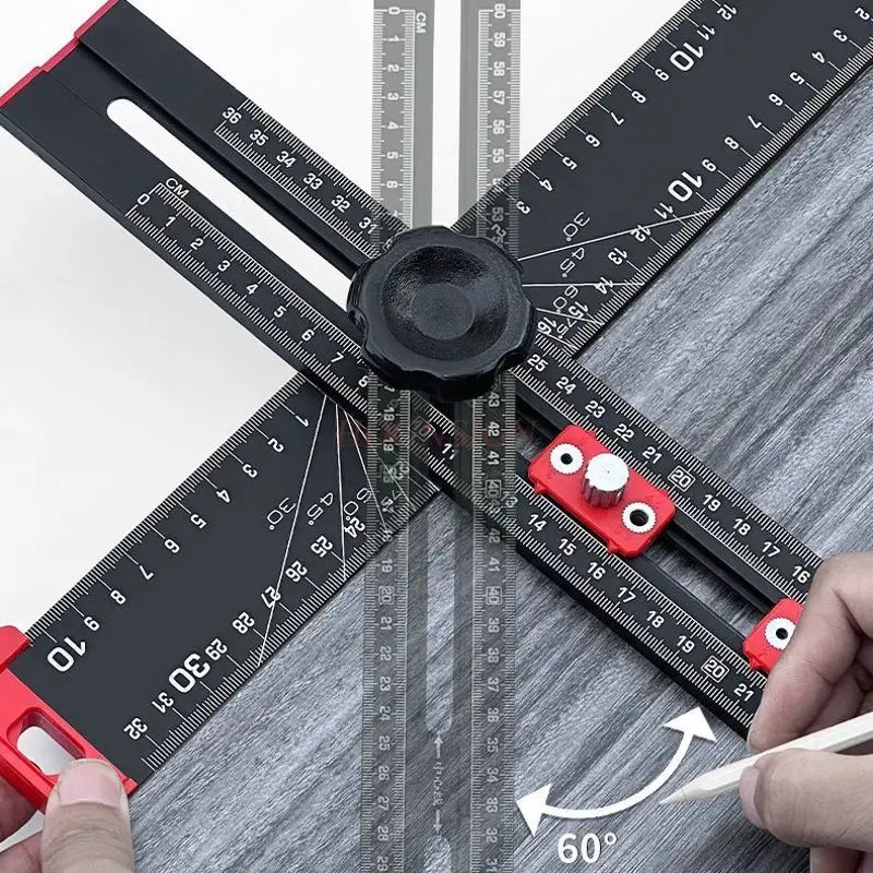 1 шт. Многофункциональная Т-образная линейка 2-в-1, угловая линейка для деревообработки, маркировка, штамповка, позиционирование Т-образная линейка