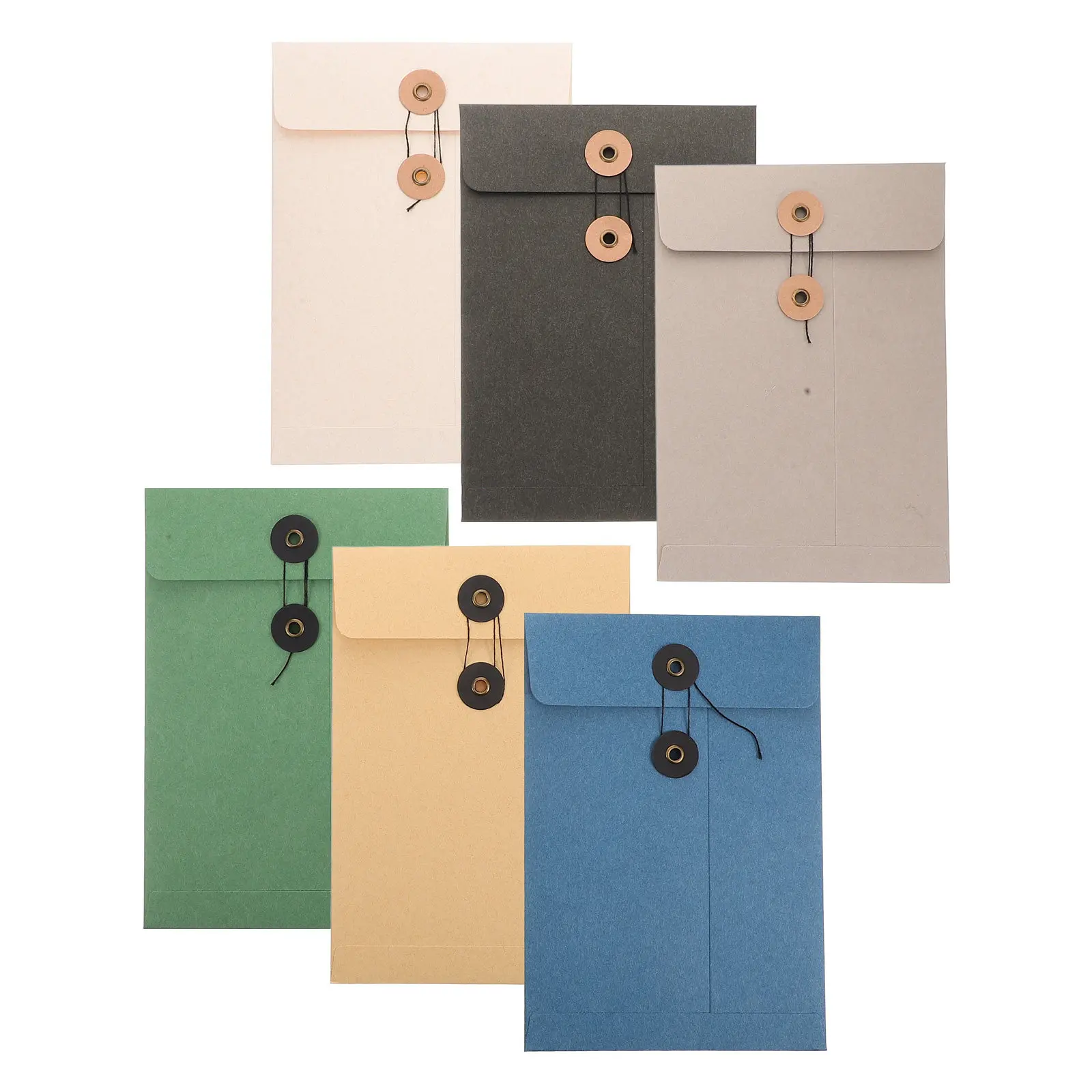 

6Pcs Document Storage Bags Thick Large Capacity File Pockets Paper Folder String Button Design Office Supply Document Organizer