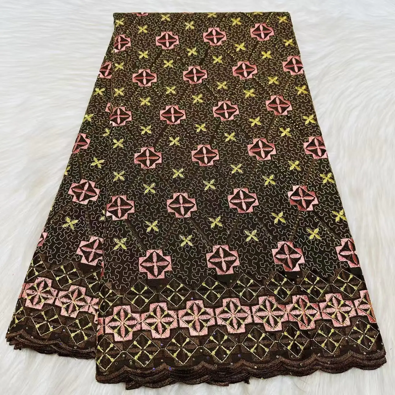 

Высококачественная африканская швейцарская кружевная ткань вуаль 2026 года, нигерийский хлопок с камнями для женских свадебных платьев, 5 ярдов