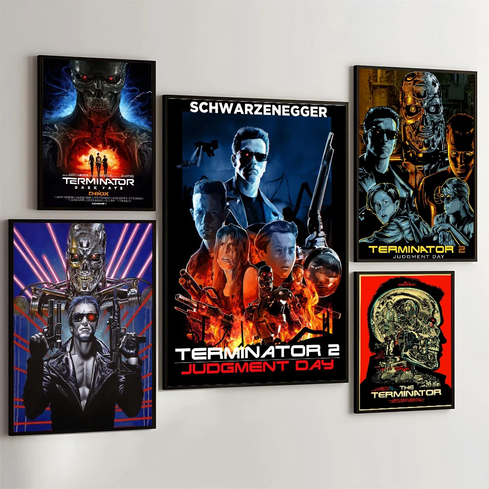 1PC Movie TERMINATOR Poster Movie Sticky Posters Retro Kraft Paper Sticker DIY Room Bar Cafe Aesthetic Art Wall Painting