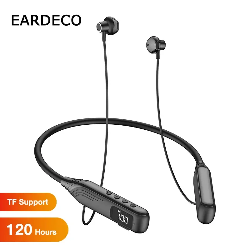 EARDECO Sports Bluetooth Headphone 120 Hours Playback Wireless Headphones Bass Stereo Wireless Earphone Neckband with Mic Neck