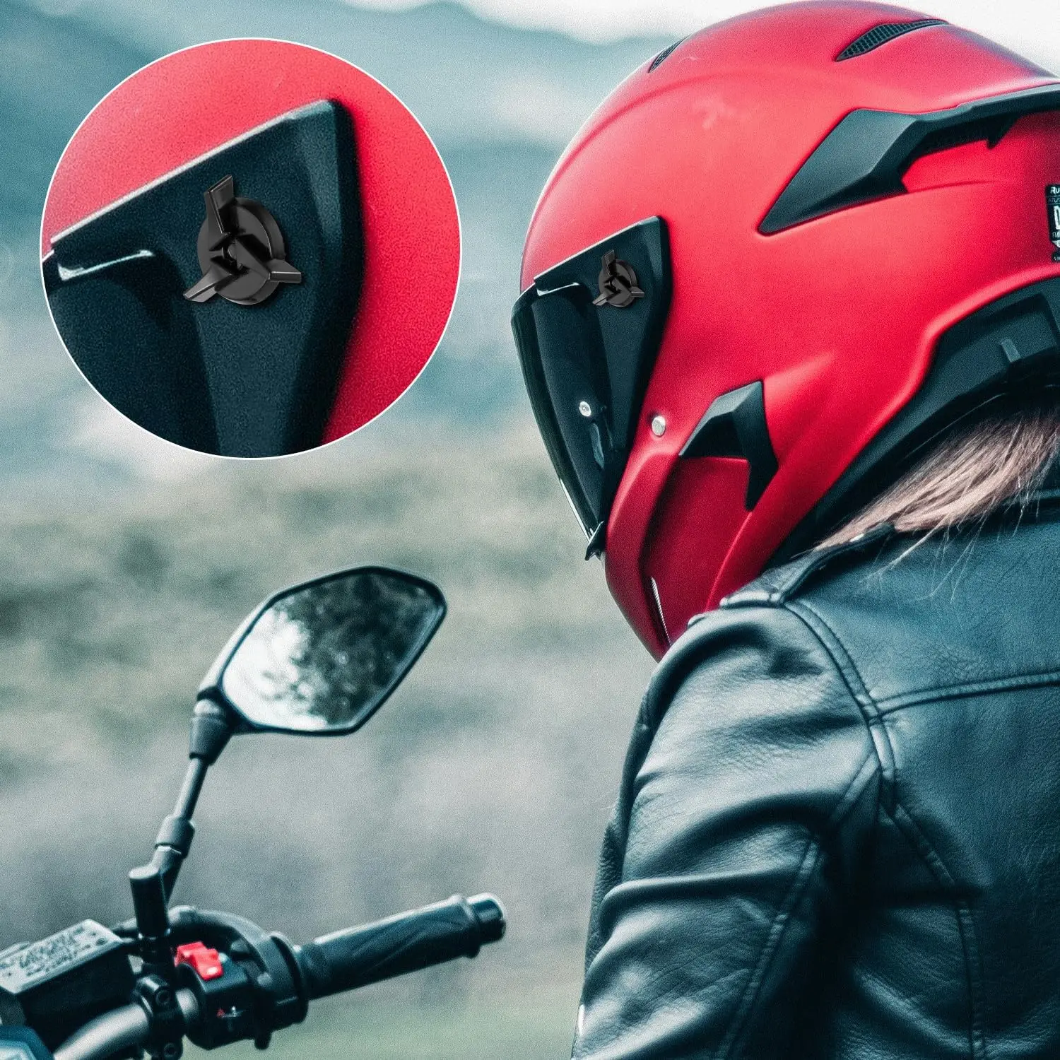 8 Stück Motorradhelm-Schrauben mit Gummiunterlegscheiben, Ersatz-Zubehör für Helmvisierschrauben, Schwarz und Silber – Detail 6