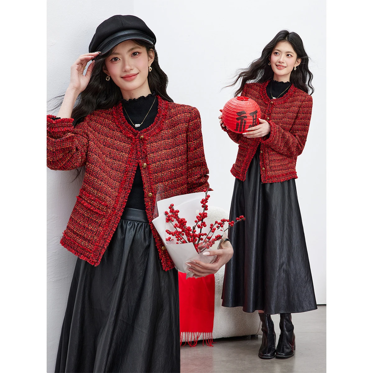 VIMLY Women's Short Tweed Jacket 2026 Spring New Elegant Chick Long Sleeve Outerwear Ladies Short Coats Woman Clothing A5018