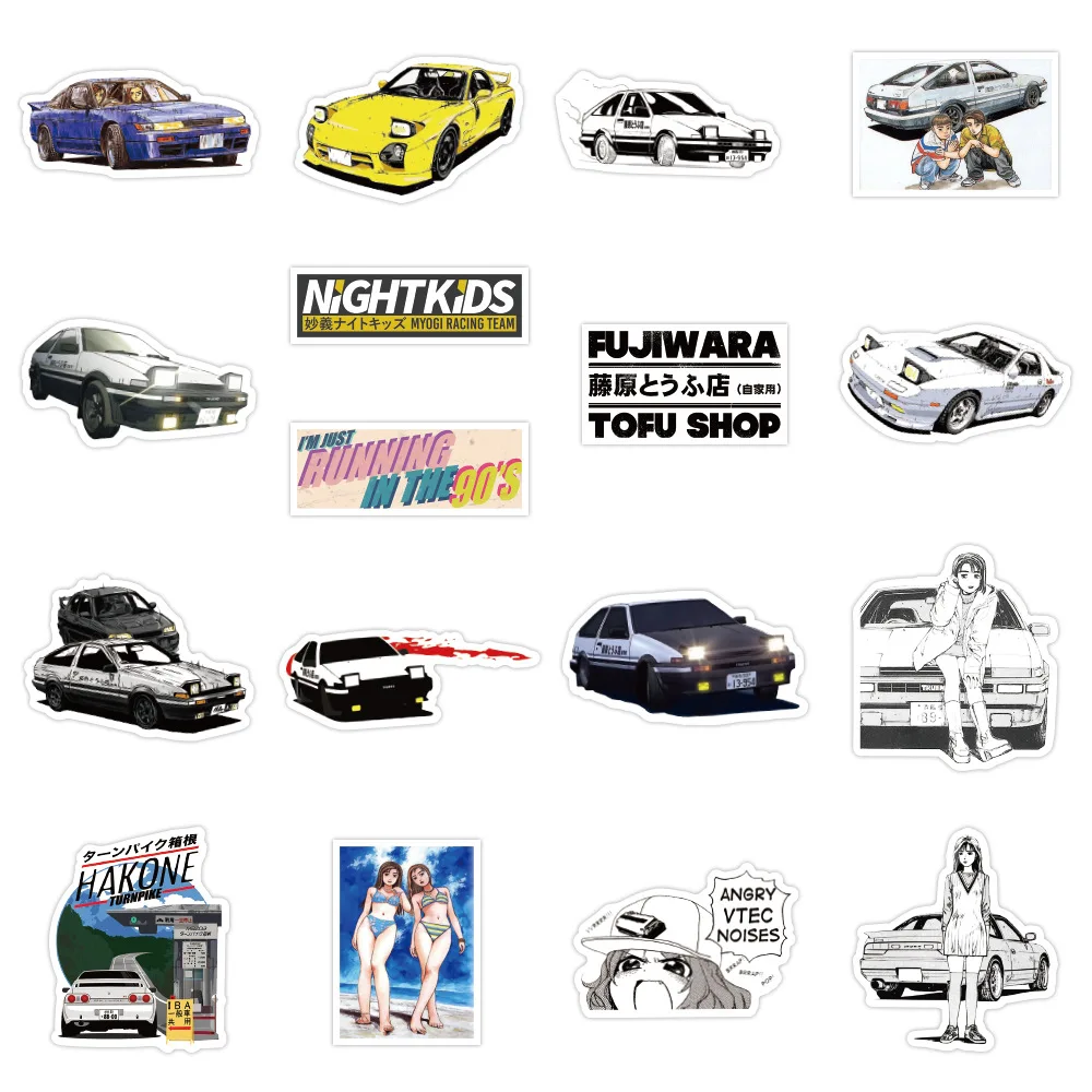 10/30/50PCS Classic Anime Initial D Stickers Water Bottle Car Motorcycle Decoration Waterproof Cartoon Graffiti Sticker Decals