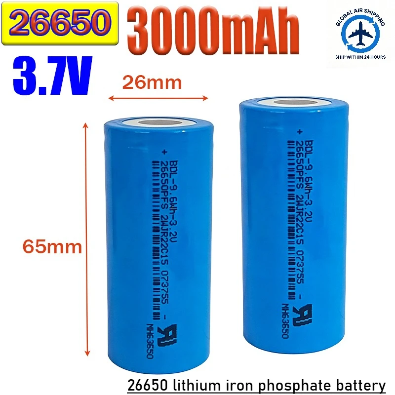 

3.2V 3000mAh 100% original 26650large capacity lithium iron phosphate rechargeable battery suitable for headlight searchlights