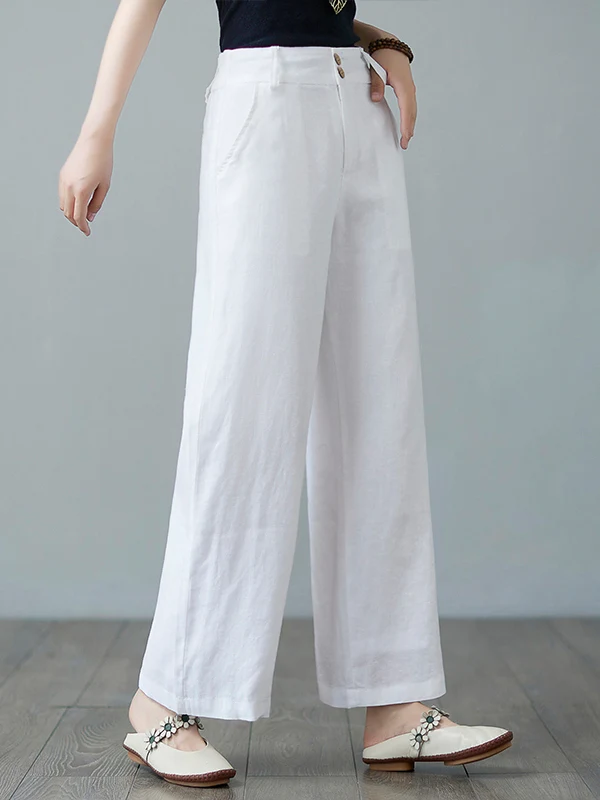 High Waist Slimming Drapey Cotton Linen Pants Large Size Women Casual Summer plus Size Sister Linen Straight Leg Pants  ...
