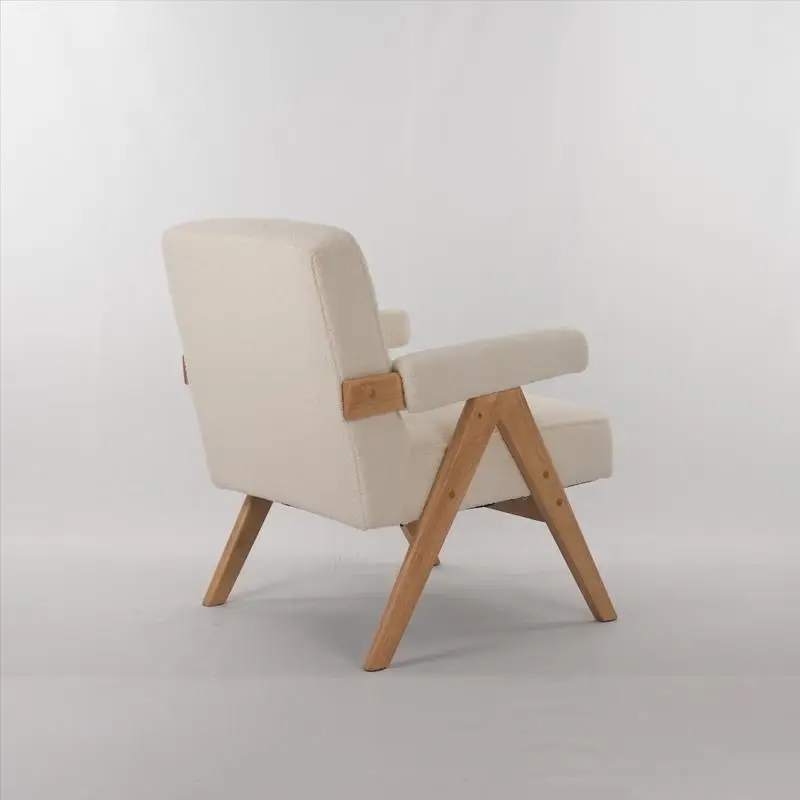 كرسي ترفيهي بأرجل خشبية مع أذرع ووسائد، مثالي لغرفة المعيشة وغرفة النوم والدراسة والمزيد، مجموعة من 1