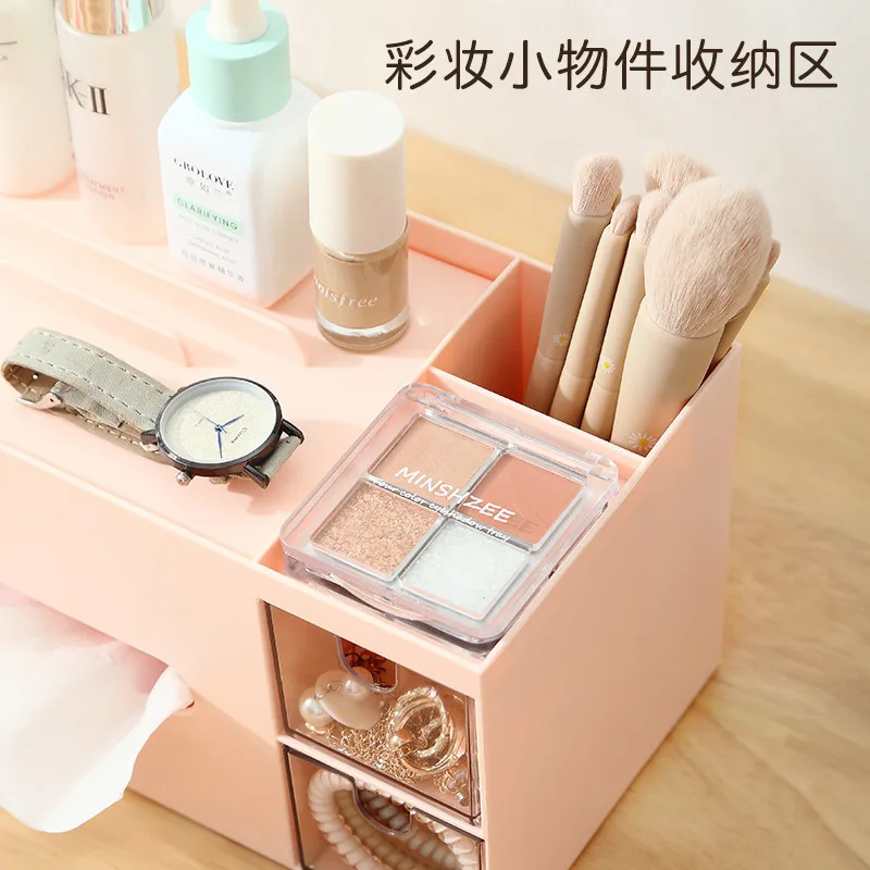 INS Desktop Storage Box, Mini Transparent Drawer, Dustproof, Multifunctional Tissue Box, Student Office Partition, Organizing Bo