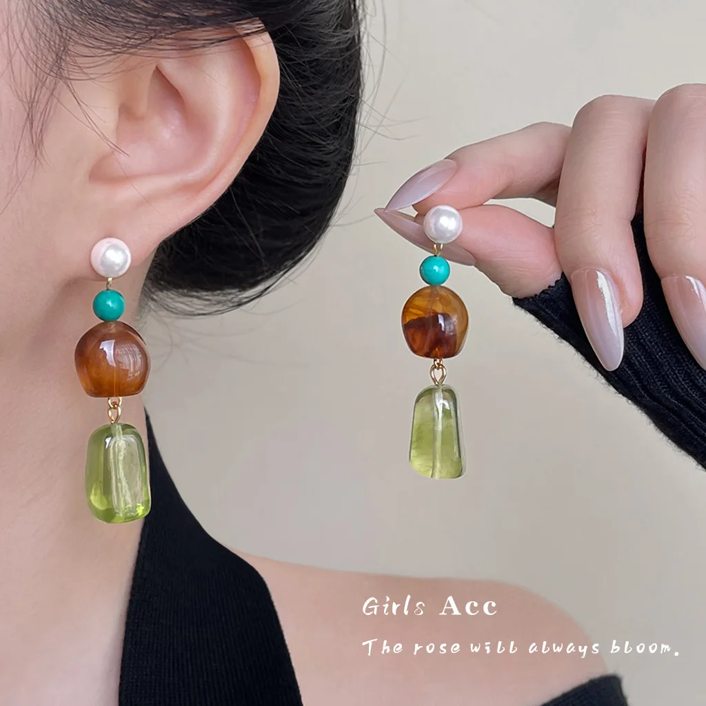 Best Seller Retro Boho Malade Earrings Gradient Color Block Long Fringe Artistic Statement Jewelry for Women