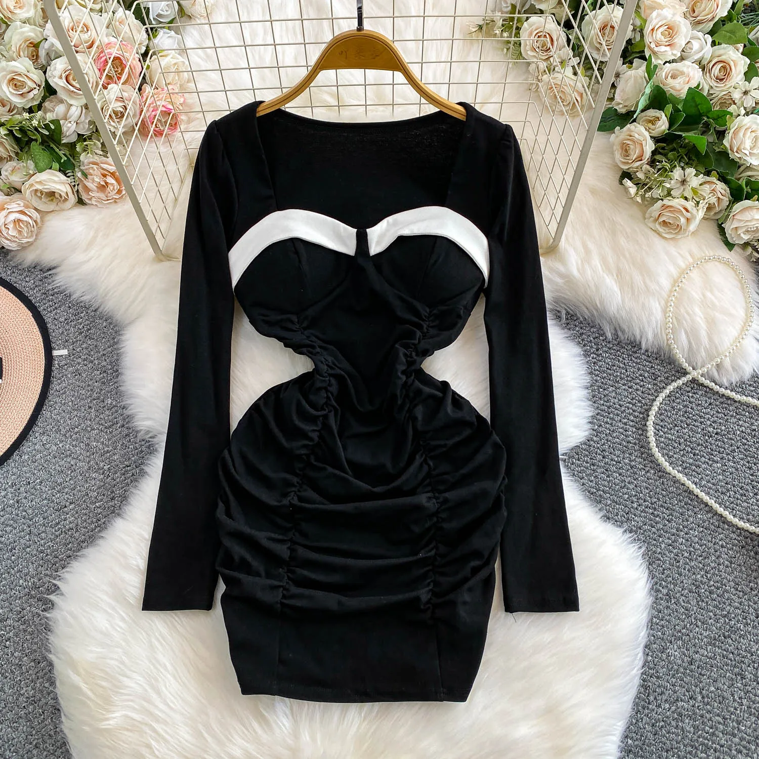 Elegancka sukienka ołówkowa w stylu vintage z patchworkiem, w stylu koreańskim Fairy, sukienka letnia w stylu boho, odzież damska