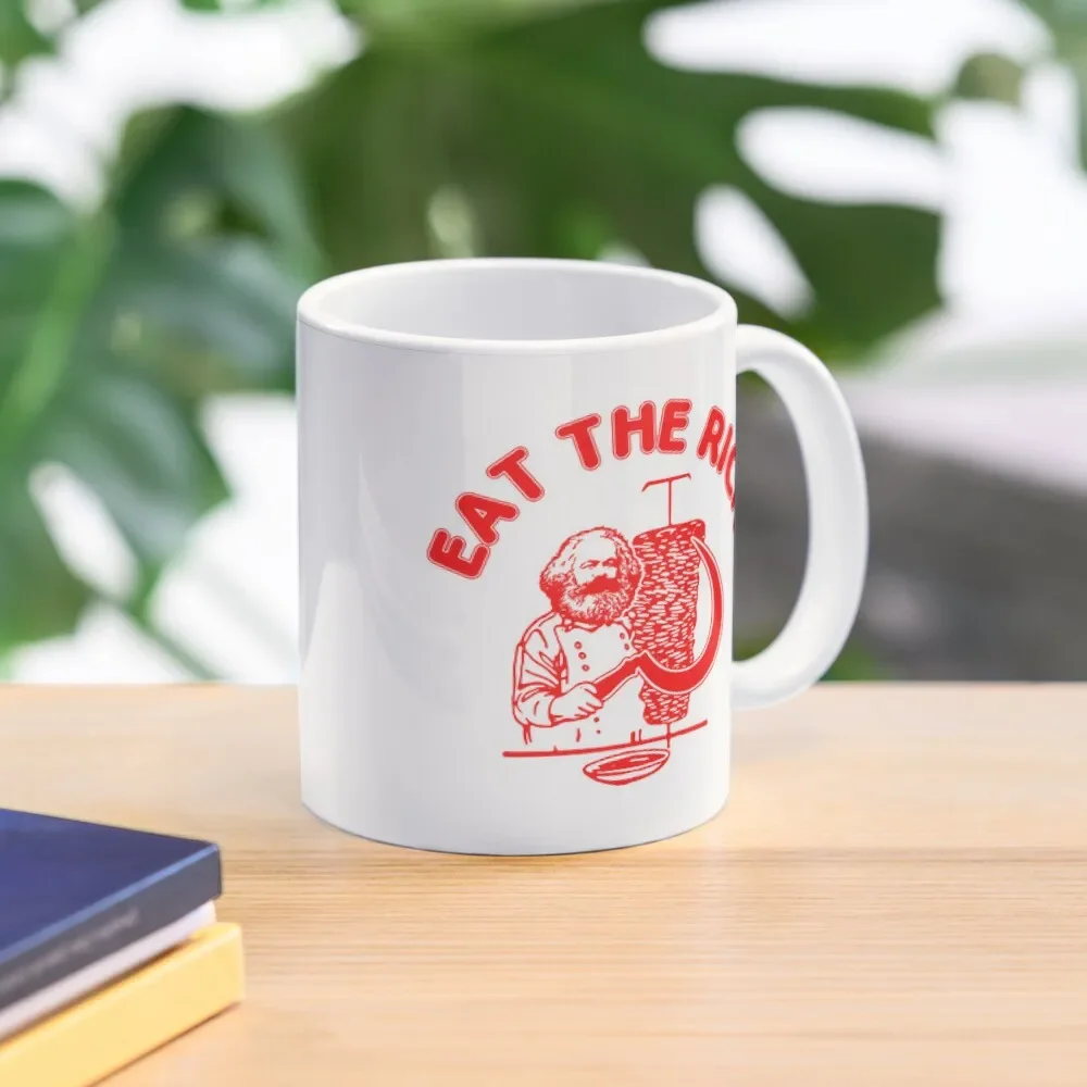 Eat The Rich Doner Doner Kebab Karl Marx Mug Cup Handle Round Tea Printed Gifts Picture Simple Design Photo Image Coffee