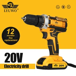 LYUWO Rechargeable Electric Hand Drill, Pistol Drill, Electric Screwdriver, Household Impact Hand Drill Tool, Lithium Battery