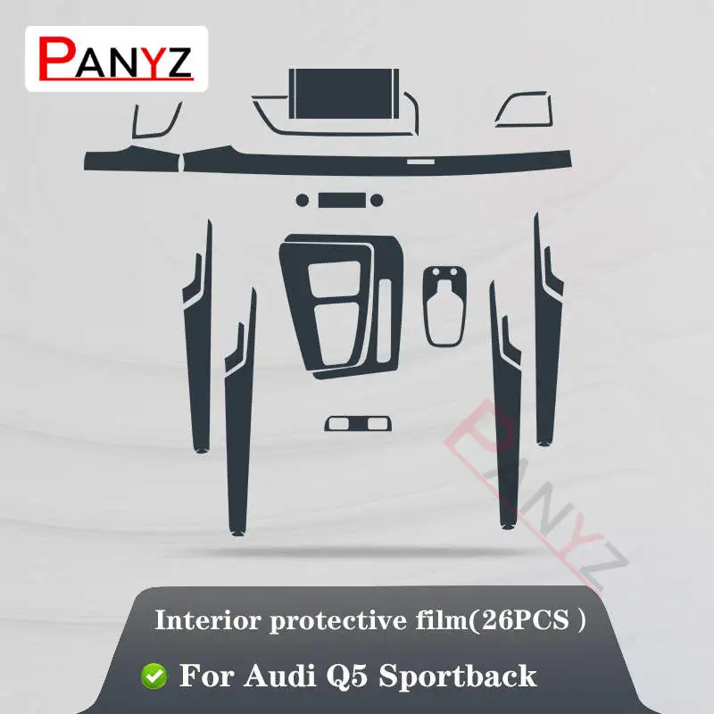 For Audi Q5 Sportback 2021-2022 Car Interior Center console Transparent TPU Protective film Anti-scratc Repair Left-hand Drive