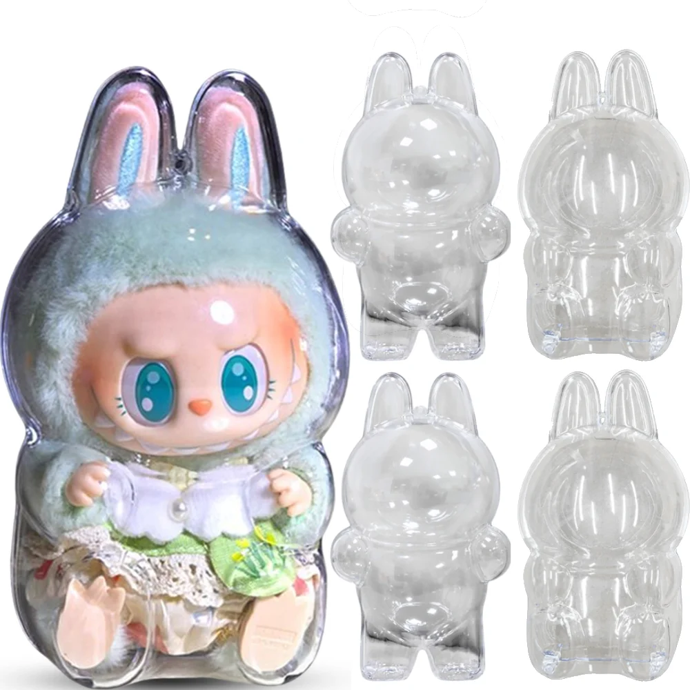 5pcs Transparent Protective Cover  For Labubu Dustproof Vinyl Doll Storage Box Monster Toy Storage Case for Sitting Party Dolls