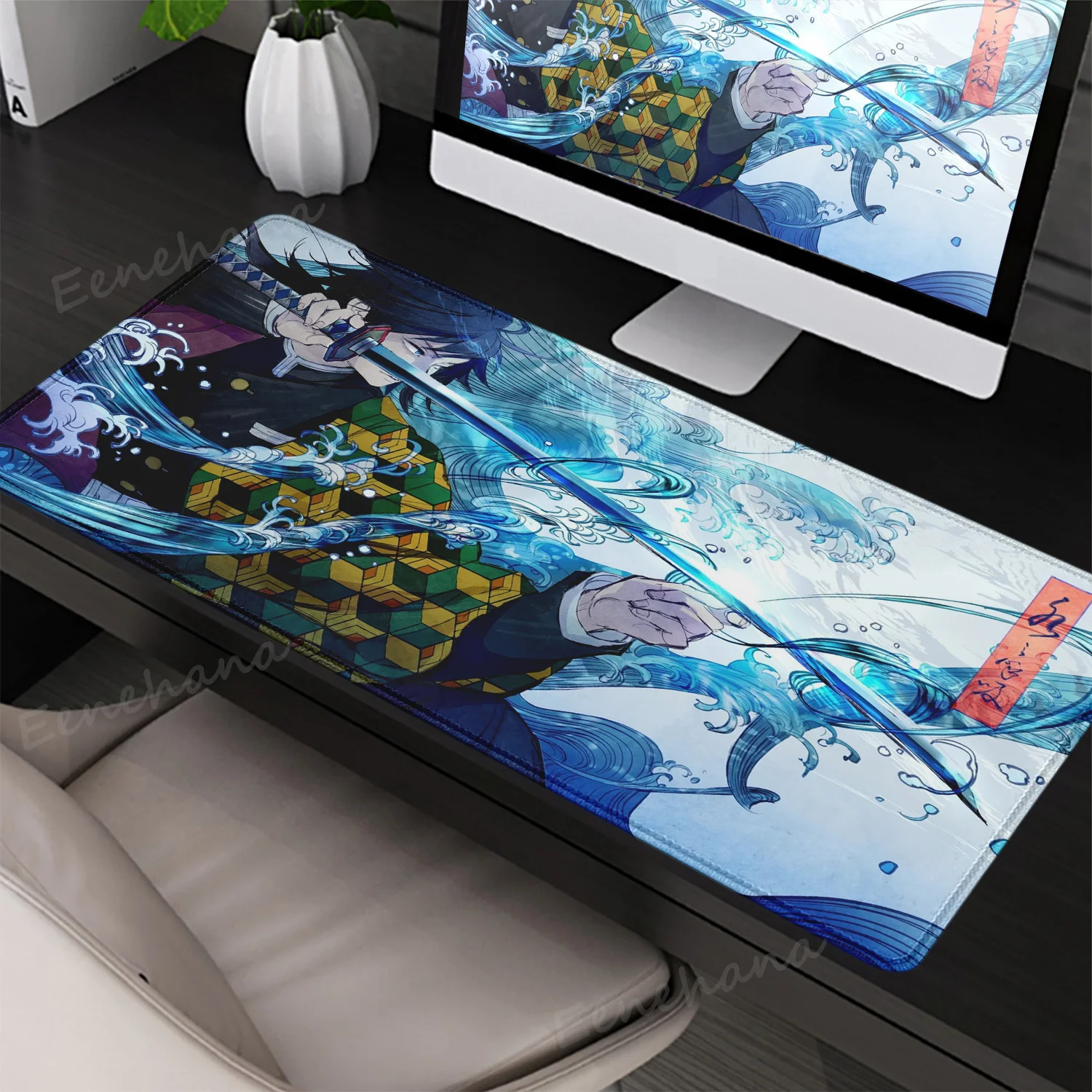 XL Anime Demon Slayer Kimetsu no Yaiba Agatsuma Zenitsu Computer Gamers Locking Lock Edge Mouse Pad Keyboard PCDesk Pad Csgo Pad