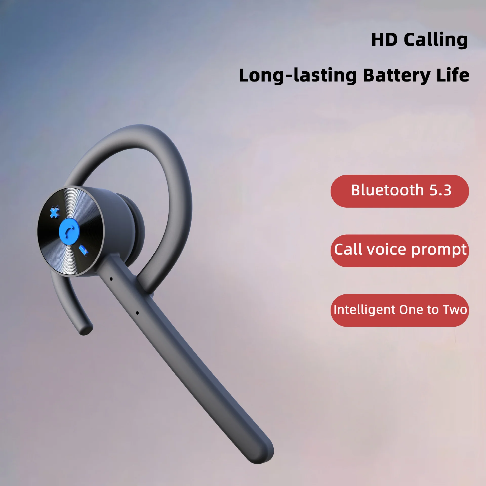 

Ear Hook Style Bluetooth Earphone Long Battery Life Light Weight Portable Business Phone Call Single Headphone