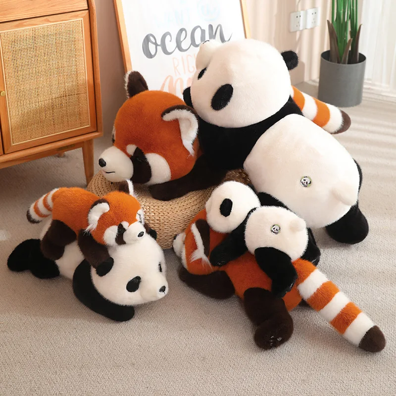 Kawaii Fluffly Giant Panda หมอน Plush ตุ๊กตาสัตว์ตุ๊กตาเด็ก Appease ตุ๊กตาของเล่น Creative Lesser Pandas กระเป๋าเป้สะพายหลังของขวัญ