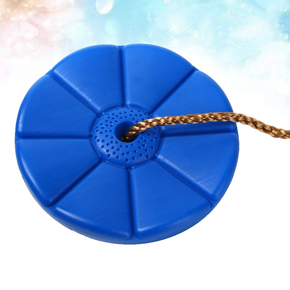 Disco de plástico ao ar livre árvore corda balanço anel de metal 60kg azul trançado náilon diversão quintal jogar octógono disco balanço