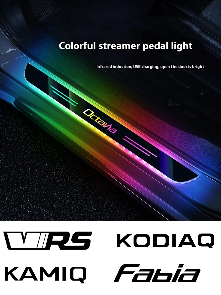 Car LED Wireless Threshold Light For Skoda Citigo Kamiq Karoq Kodiaq Octavia Scala Yeti VRS Fabia Rapid Roomster Superb parts