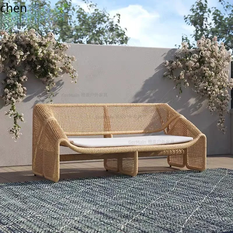 QZT Outdoor Rattan Sofa Courtyard Garden Hotel B & B Waterproof Sunscreen Villa Balcony Leisure Single Rattan Chair Sofa