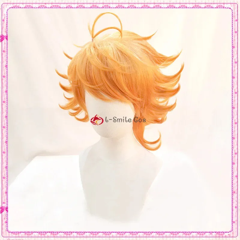 2025 إيما قصيرة الذهبي التدرج الأصفر أنيمي وعد نيفرلاند الشعر الاصطناعية تأثيري الباروكات + غطاء شعر مستعار