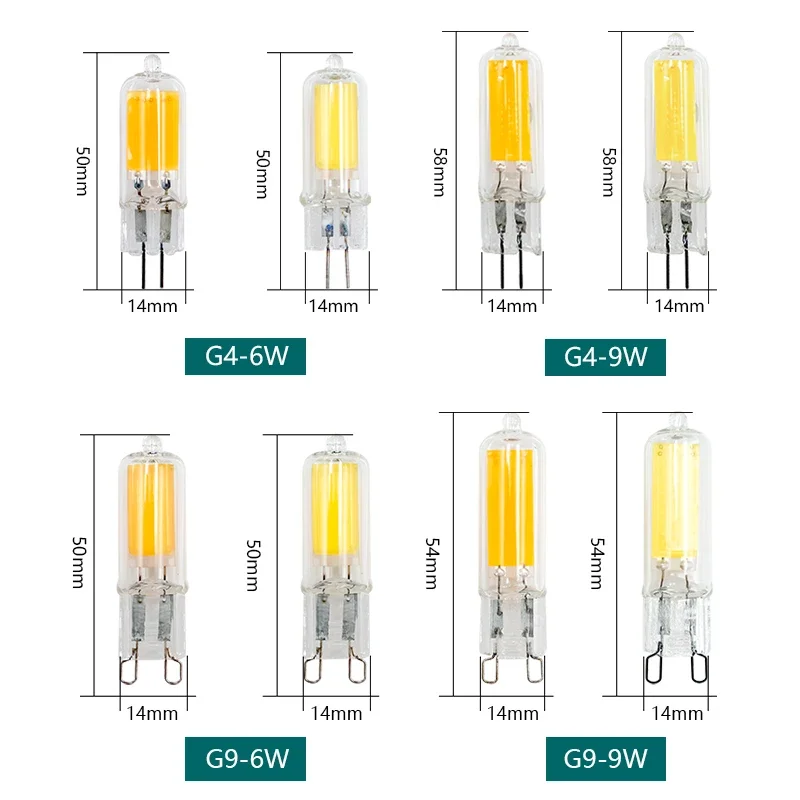 Lampu COB LED G4 G9 6W 9W Bohlam Kaca 220V 230V 240V Lampu Lilin Pengganti 30W 40W 360 Sudut Halogen untuk Lampu Sorot Lampu Gantung