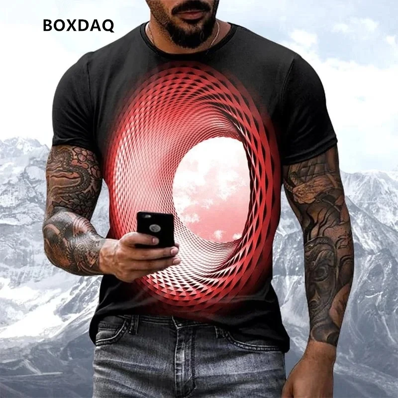 Three-dimensional Graphic Men\'s T-Shirts Short Sleeve O-Neck Trend Streetwear Tee 6XL Plus Size 3D Print Fashion Tops