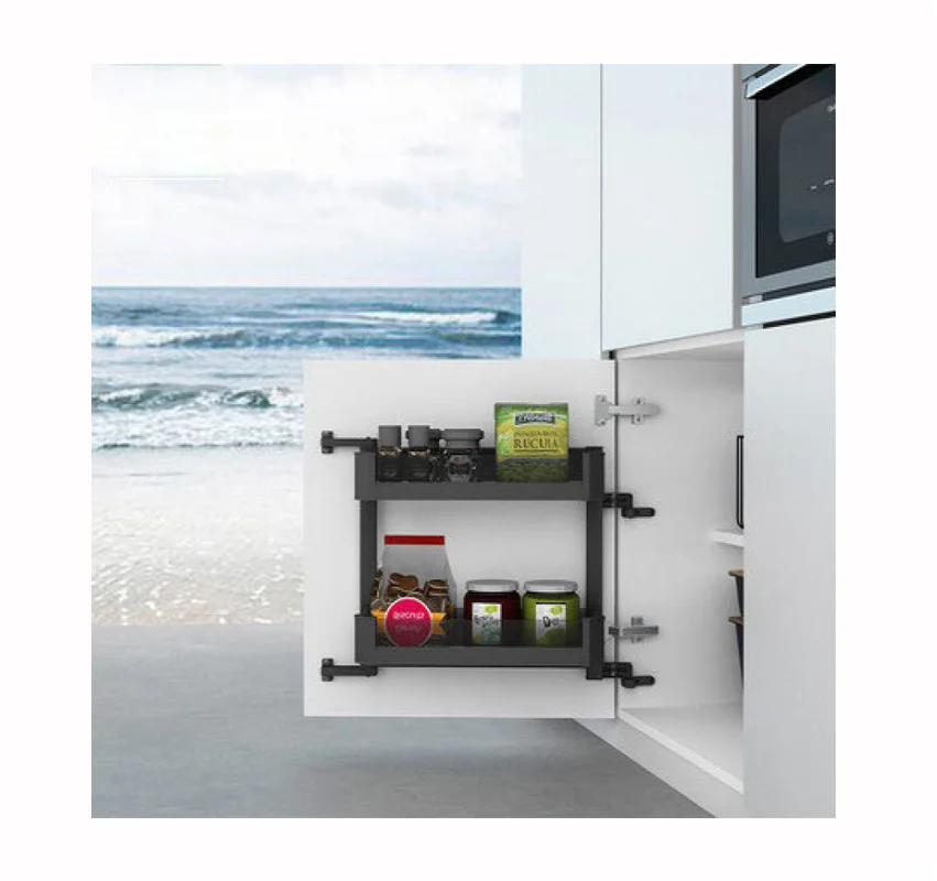 

Kitchen Corner Soft Closing Sliding Pantry Tall Pantry Cabinet Pull Out Basket Metal Rack Storage Shelf
