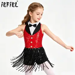 Sequin Modern Hip Hop Jazz Dance Performance Costume Children Girls Boyshorts Dress Sequin Tassel Latin Contemporary Dance Dress