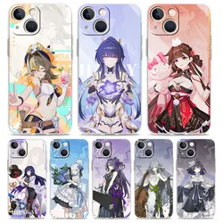 Luxury Transparent Case For iPhone 15 14 13 12 11 Pro Max X Xs XR 7 8 Plus Bumper Phone Cases Clear TPU Cover Honkai Impact 3rd
