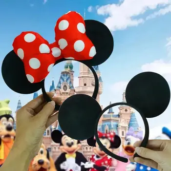Disney Mickey Minny Mouse uši čelenka pro dívky dospělé roztomilé kreslené párty cosplay vlasové doplňky mašle hračky dárky 10 nejlepší prodej Čelenka s ušima Minnie Mouse - №1
