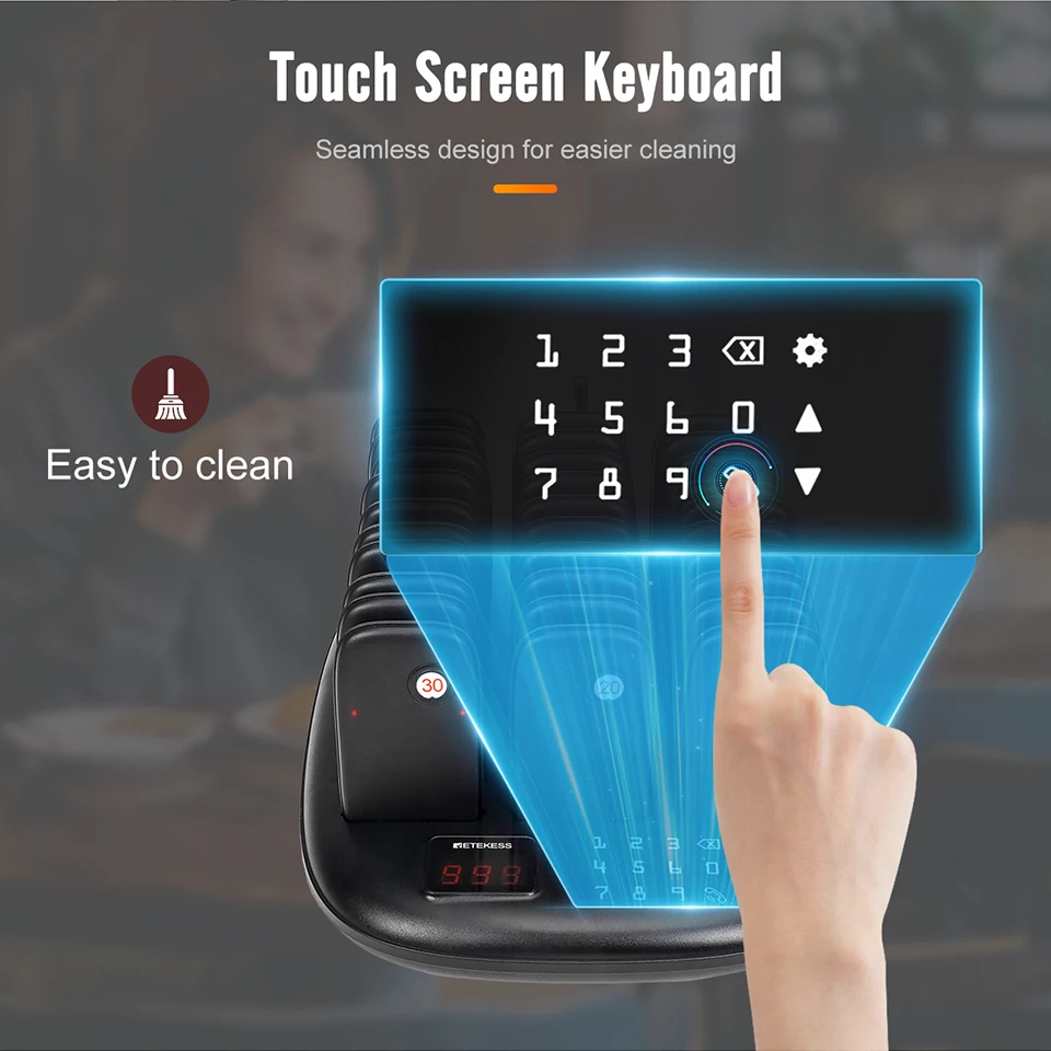 RETEKESS TD175P Drahtloses Restaurant-Rufsystem 30-Kanal Einstellbarer Tastaturmodus Food Truck Café Bar Pager mit Vibrator – Detail 11