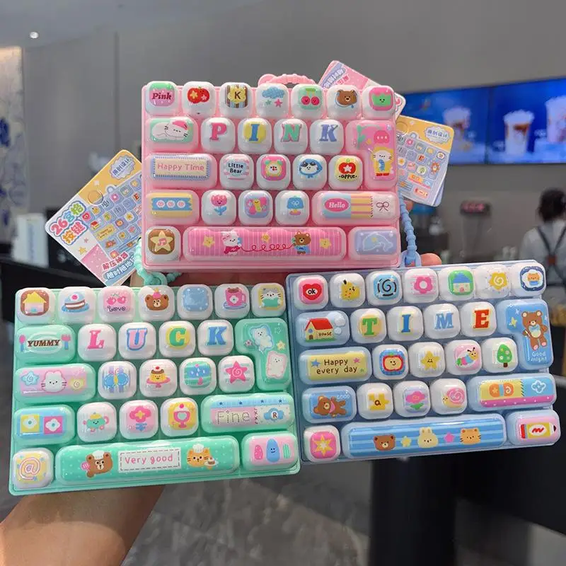 26Key Simulated Keyboard Cartoon Patterns Stress Relief Release Pendant Decoration Backpack Pendant Gift