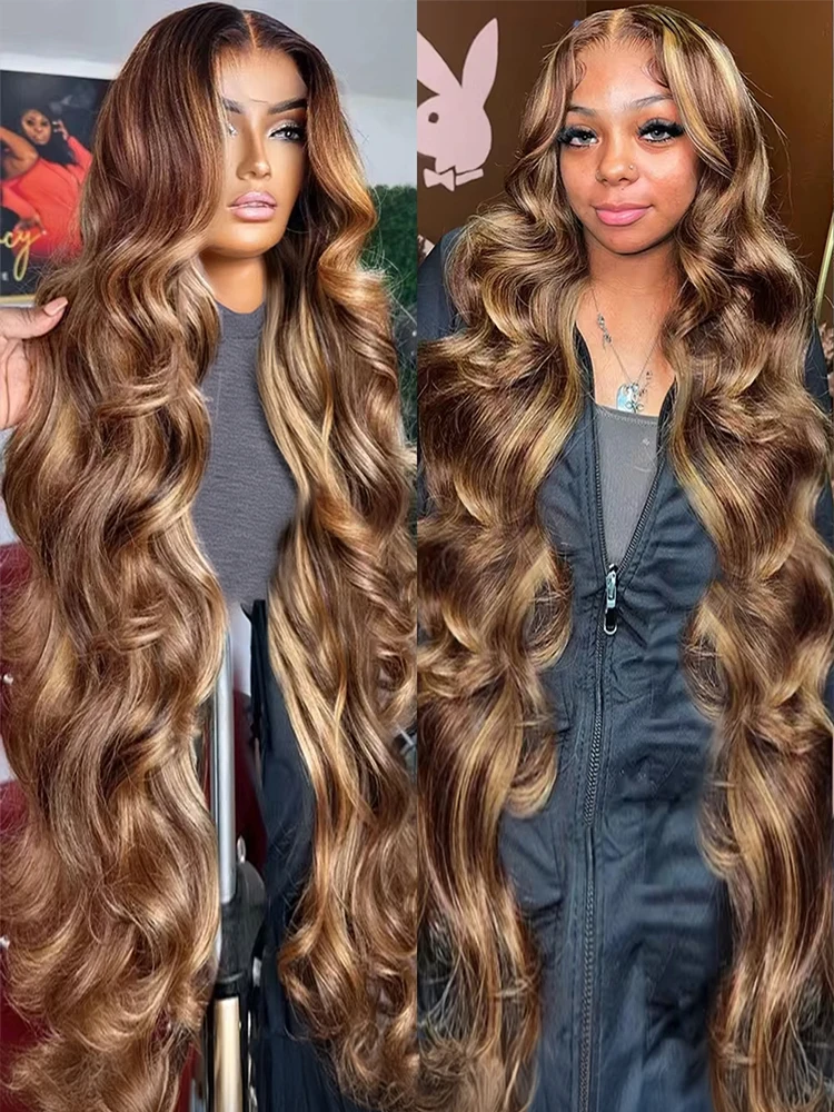 

Highlight Ombre Body Wave 13x4 Lace Front Wigs Brazilian 4/27 Blonde Brown 13x6 Lace Front Human Hair Wig For Women Bleach Knots