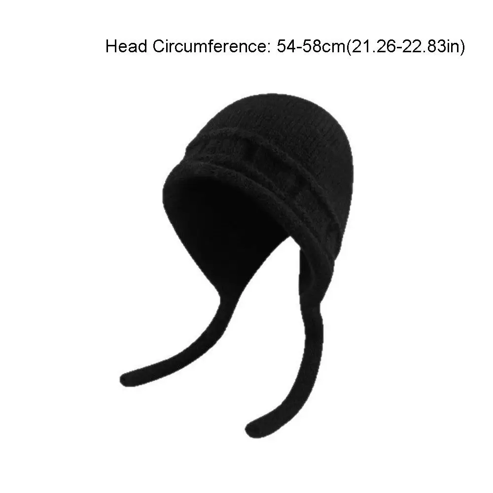Fashion Solid Color Winter Knitted Hat Anti-cold Ear Protection Hat Ear Flap Thickened Pullover Hat Outdoor 6