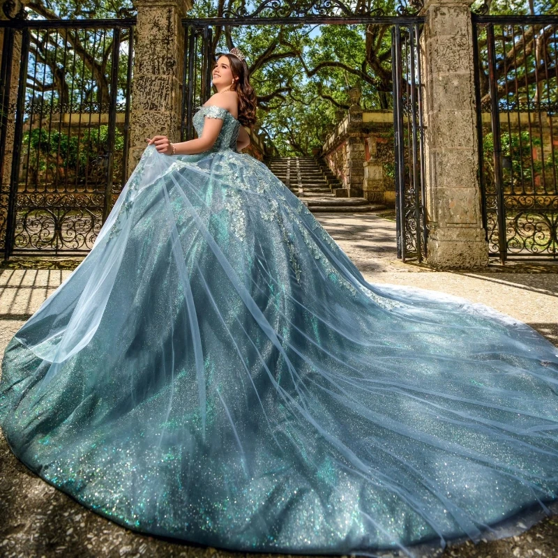 2026 Quinceanera Dress Sweet 15 16 Ball Gown Off The Shoulder Applique Lace Beading Sleeveless Formal Vestidos De 15 Años