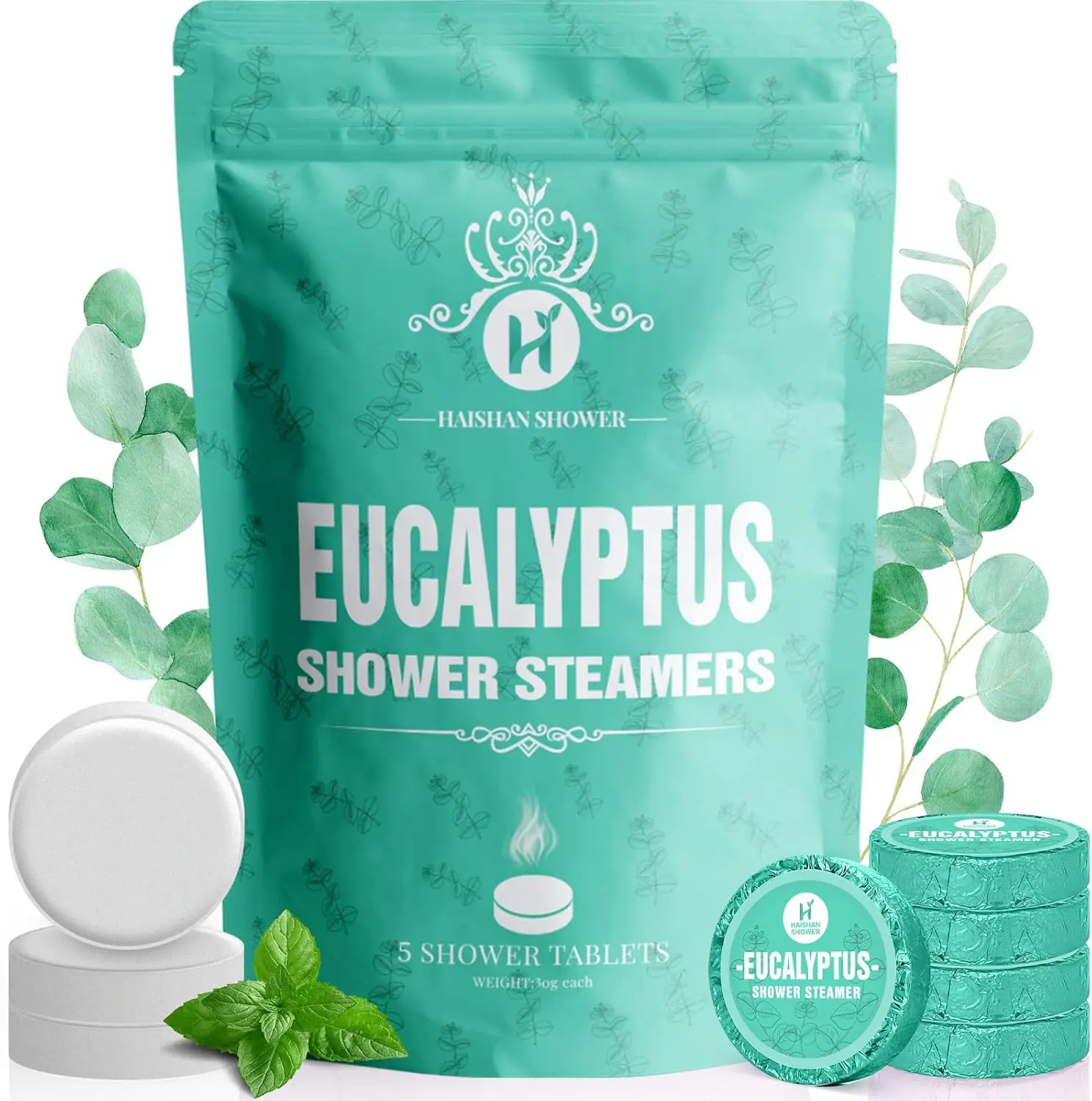 Eucalyptus Mint Shower Steamers, 5-Pack for Relaxation & Spa, Great Gift for Dad